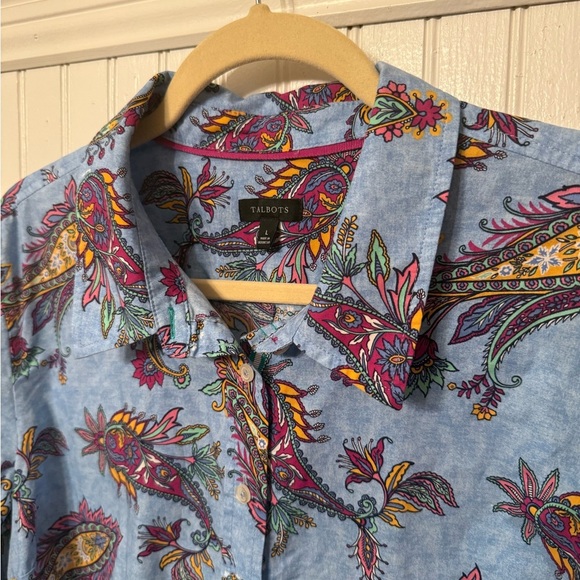 Talbots Paisley Print Long Sleeve Large Blouse - Picture 2 of 4